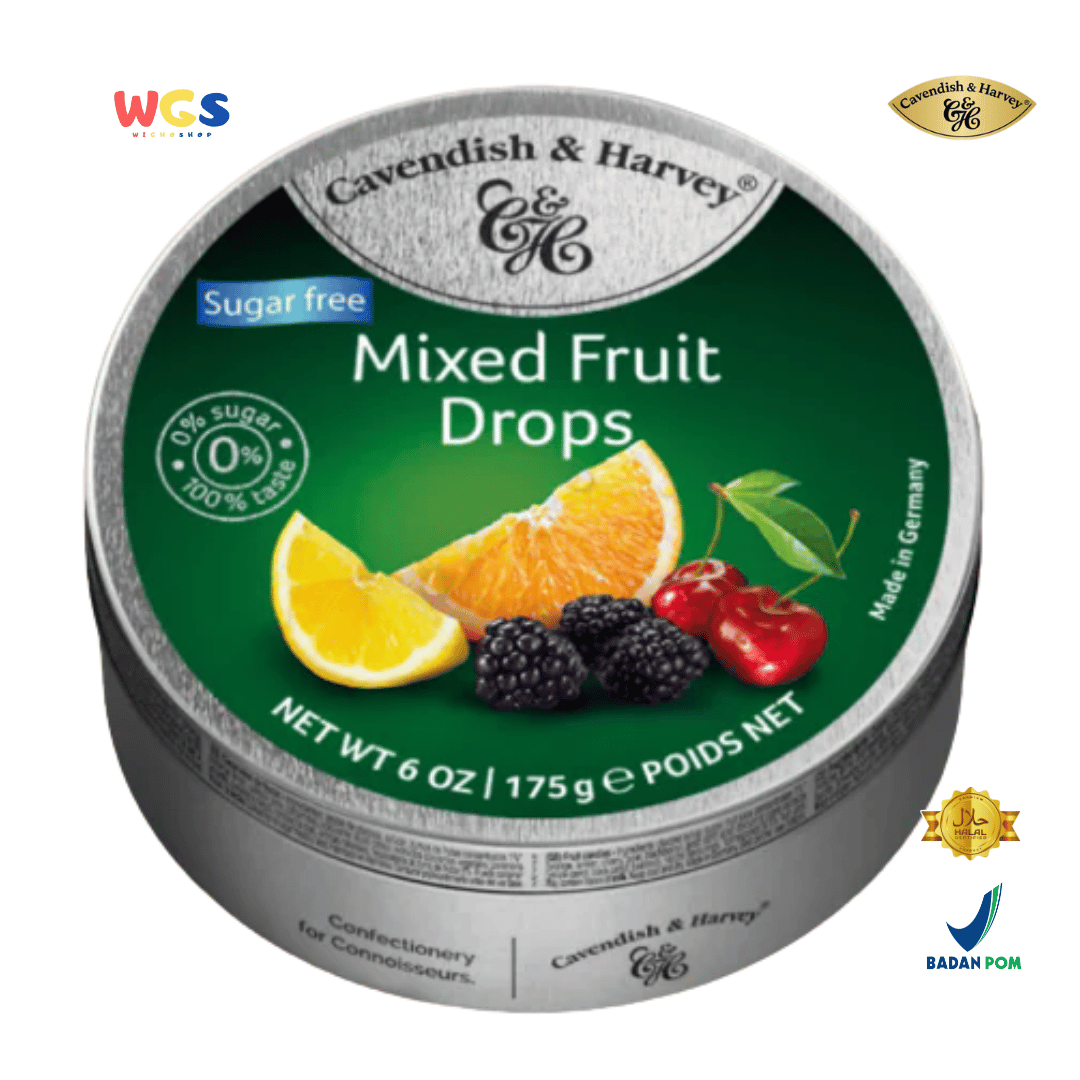 Cavendish & Harvey Sugar Free Mixed Fruit Drops 175g - Permen Buah Bebas Gula & Segar