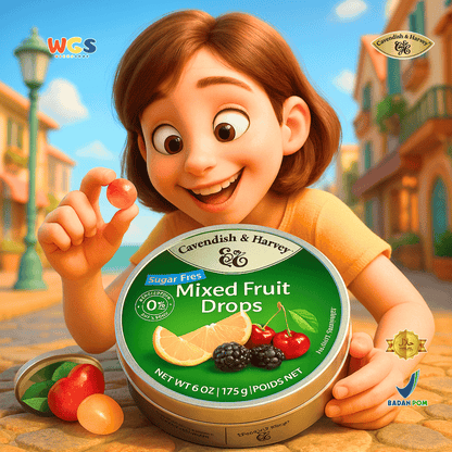 Cavendish & Harvey Sugar Free Mixed Fruit Drops 175g - Permen Buah Bebas Gula & Segar