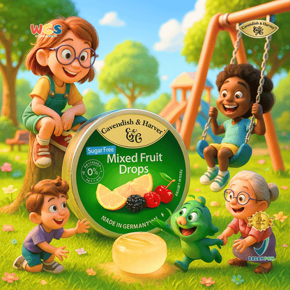 Cavendish & Harvey Sugar Free Mixed Fruit Drops 175g - Permen Buah Bebas Gula & Segar