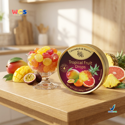 Cavendish &amp; Harvey Tropical Fruit Drops 200g - Fresh &amp; Exotic Tropical Fruit Flavored Candy