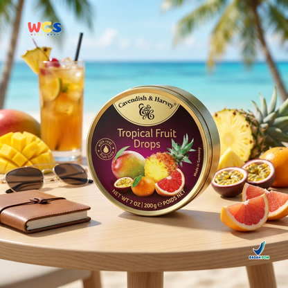 Cavendish &amp; Harvey Tropical Fruit Drops 200g - Fresh &amp; Exotic Tropical Fruit Flavored Candy
