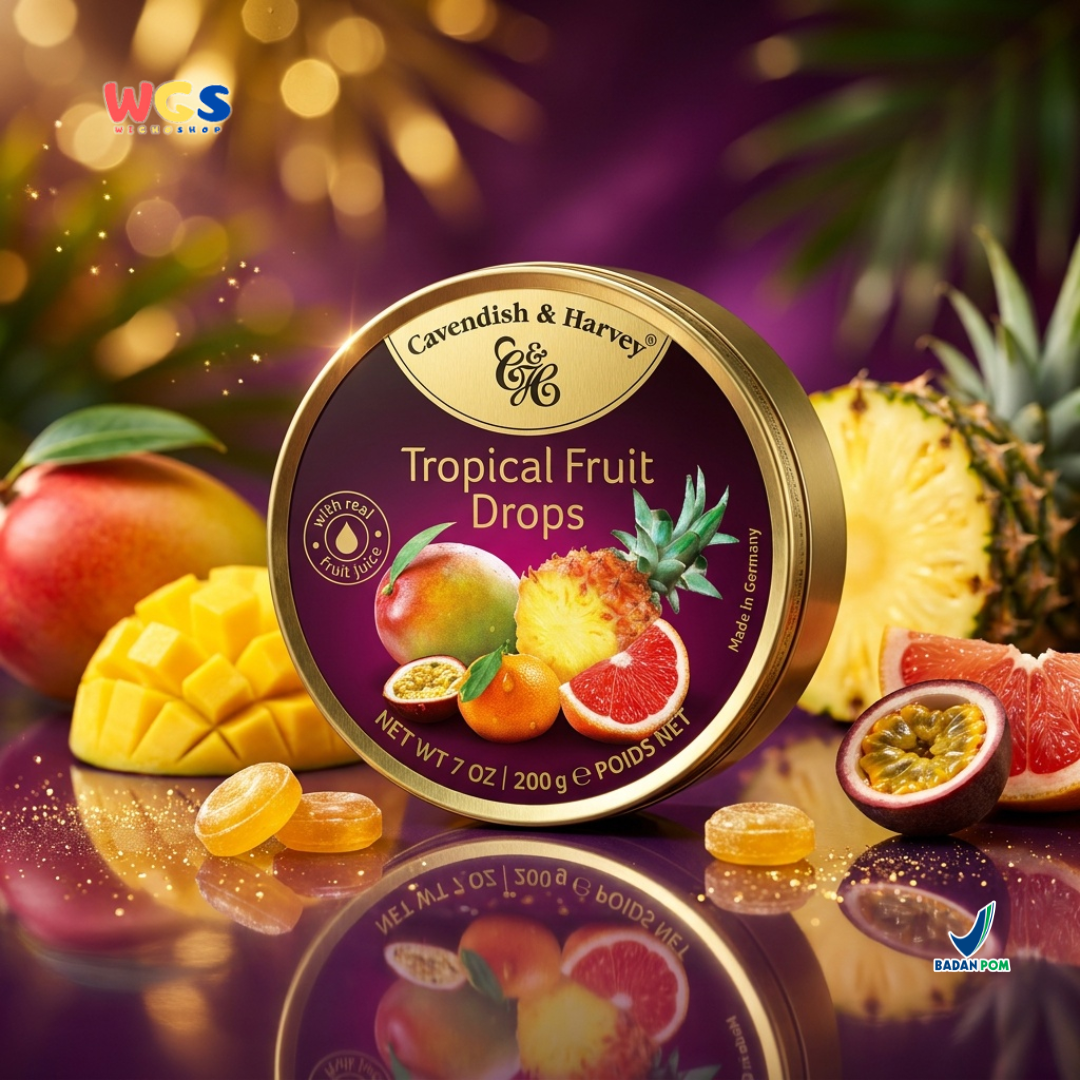 Cavendish &amp; Harvey Tropical Fruit Drops 200g - Fresh &amp; Exotic Tropical Fruit Flavored Candy