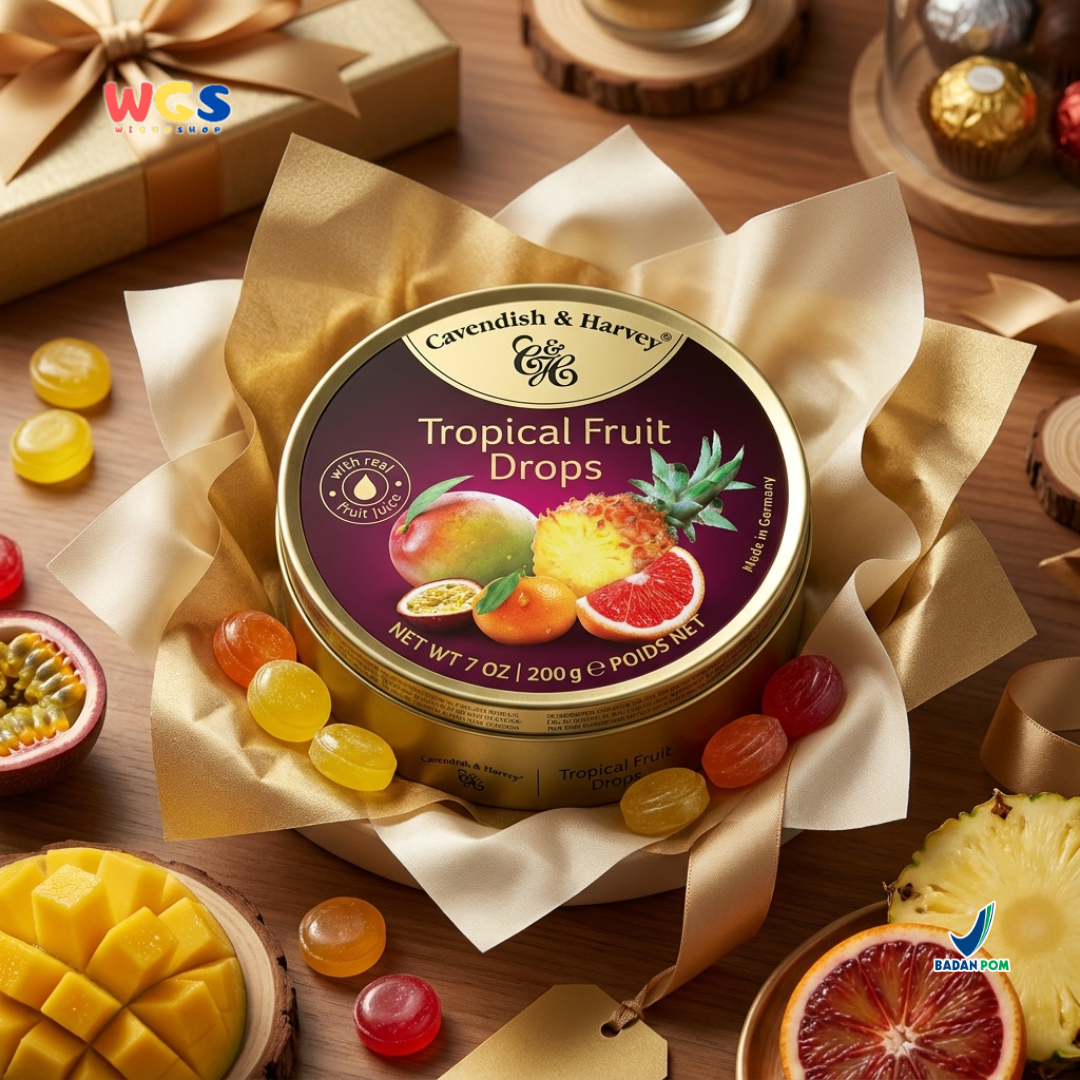 Cavendish &amp; Harvey Tropical Fruit Drops 200g - Fresh &amp; Exotic Tropical Fruit Flavored Candy