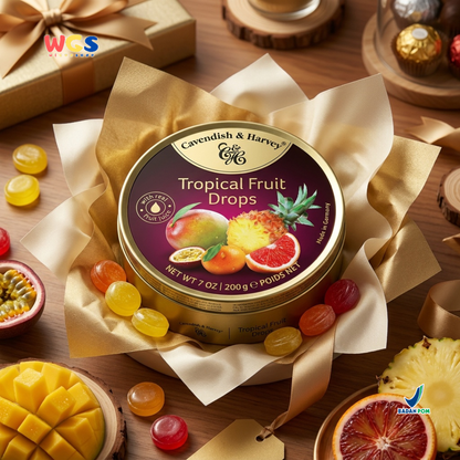 Cavendish &amp; Harvey Tropical Fruit Drops 200g - Fresh &amp; Exotic Tropical Fruit Flavored Candy