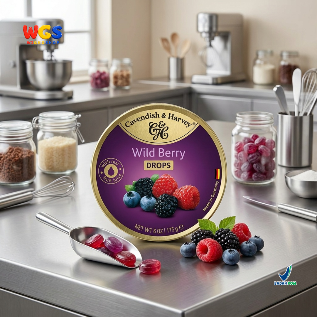 Cavendish & Harvey Wild Berry Drops 175g - Permen Keras Rasa Rasberi Bluberi Blackberi Sari Buah Kaleng Jerman