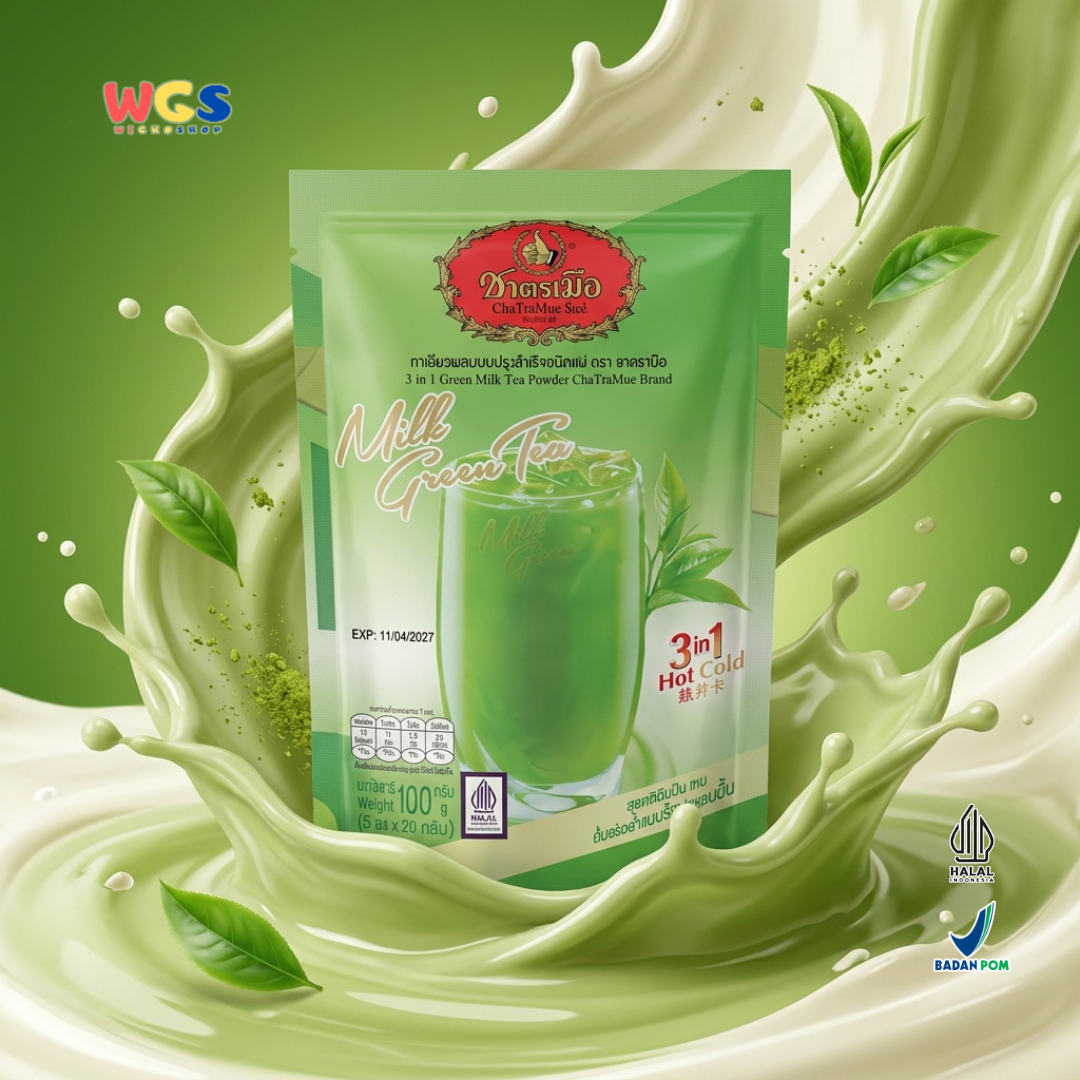 ChaTraMue 3in1 Green Milk Tea Powder 100g (5 Sachets x 20g) – Instant Thai Green Tea Latte