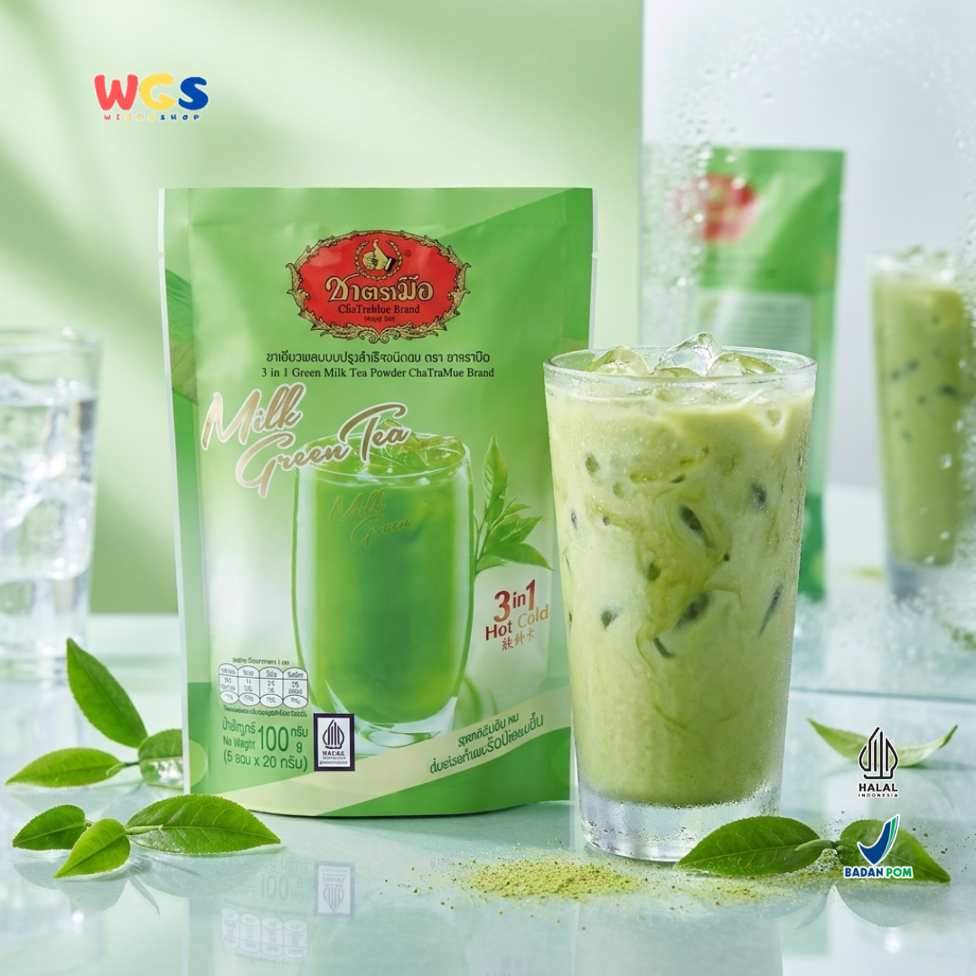 ChaTraMue 3in1 Green Milk Tea Powder 100g (5 Sachets x 20g) – Instant Thai Green Tea Latte