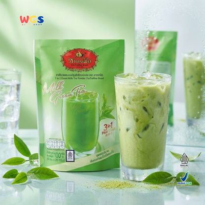 ChaTraMue 3in1 Green Milk Tea Powder 100g (5 Sachets x 20g) – Instant Thai Green Tea Latte