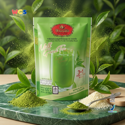 ChaTraMue 3in1 Green Milk Tea Powder 100g (5 Sachets x 20g) – Instant Thai Green Tea Latte