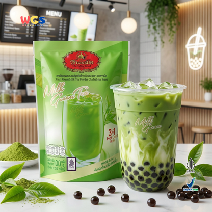 ChaTraMue 3in1 Green Milk Tea Powder 100g (5 Sachets x 20g) – Instant Thai Green Tea Latte