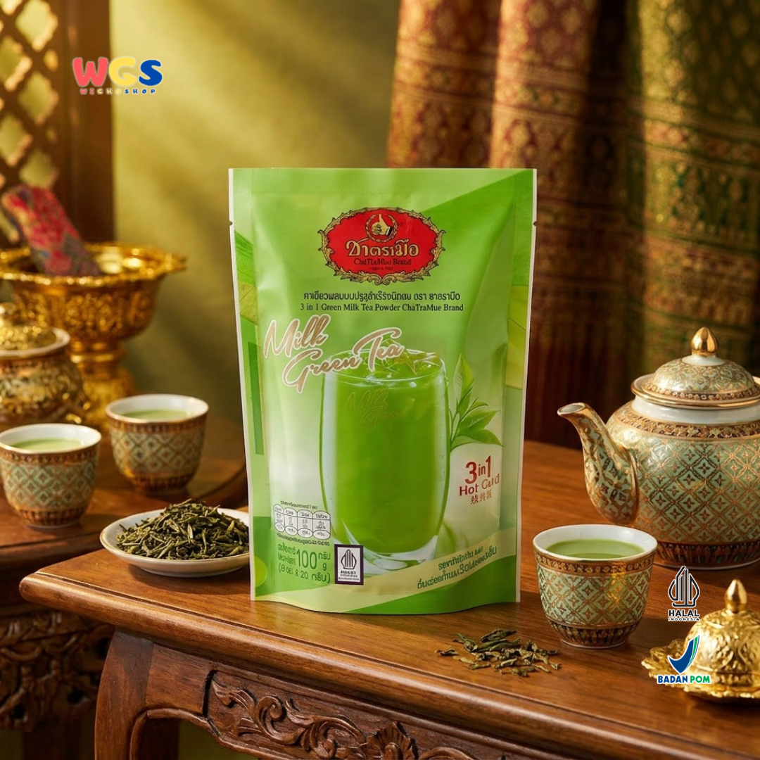 ChaTraMue 3in1 Green Milk Tea Powder 100g (5 Sachets x 20g) – Instant Thai Green Tea Latte