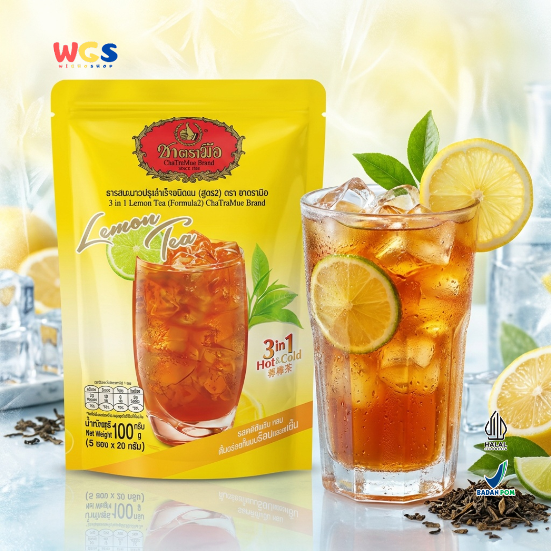 ChaTraMue Lemon Tea 3 in 1 (5 Sachets × 20g) 100g | Ready-to-Brew Thai Lemon Tea Hot &amp; Cold