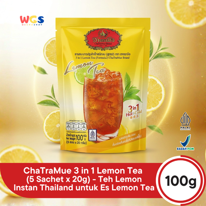 ChaTraMue Lemon Tea 3 in 1 (5 Sachets × 20g) 100g | Ready-to-Brew Thai Lemon Tea Hot &amp; Cold
