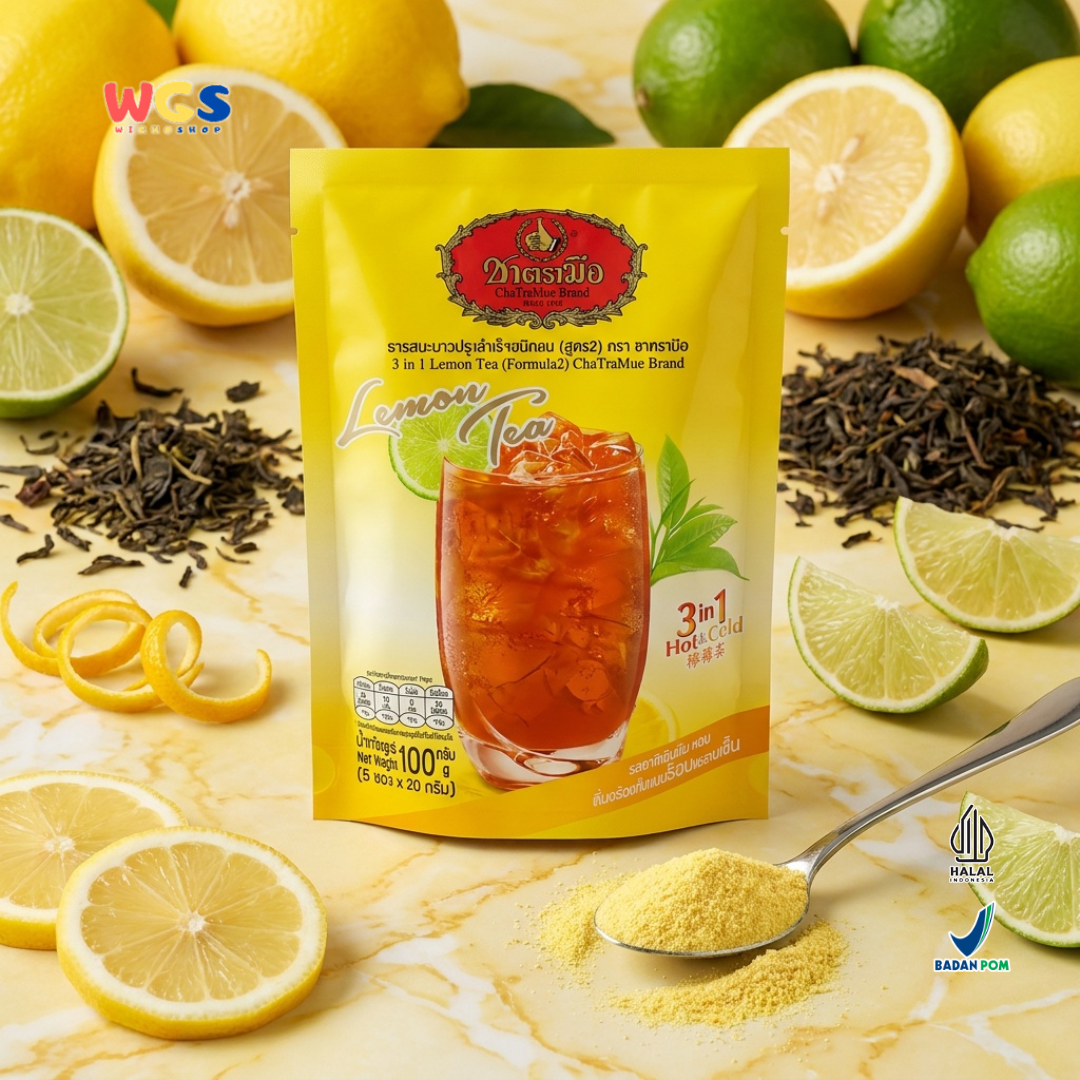 ChaTraMue Lemon Tea 3 in 1 (5 Sachets × 20g) 100g | Ready-to-Brew Thai Lemon Tea Hot &amp; Cold