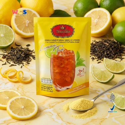 ChaTraMue Lemon Tea 3 in 1 (5 Sachets × 20g) 100g | Ready-to-Brew Thai Lemon Tea Hot &amp; Cold