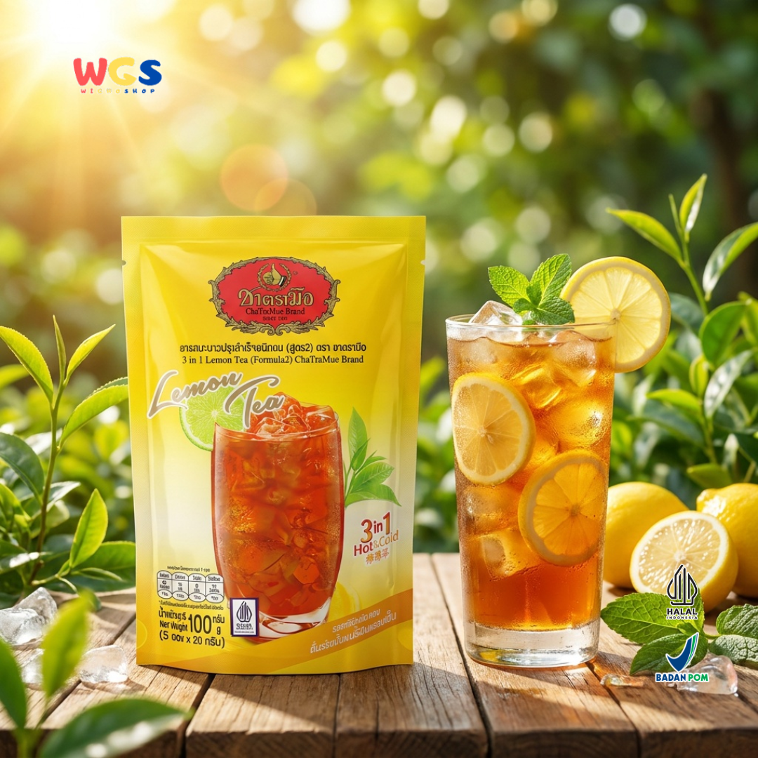 ChaTraMue Lemon Tea 3 in 1 (5 Sachets × 20g) 100g | Ready-to-Brew Thai Lemon Tea Hot &amp; Cold