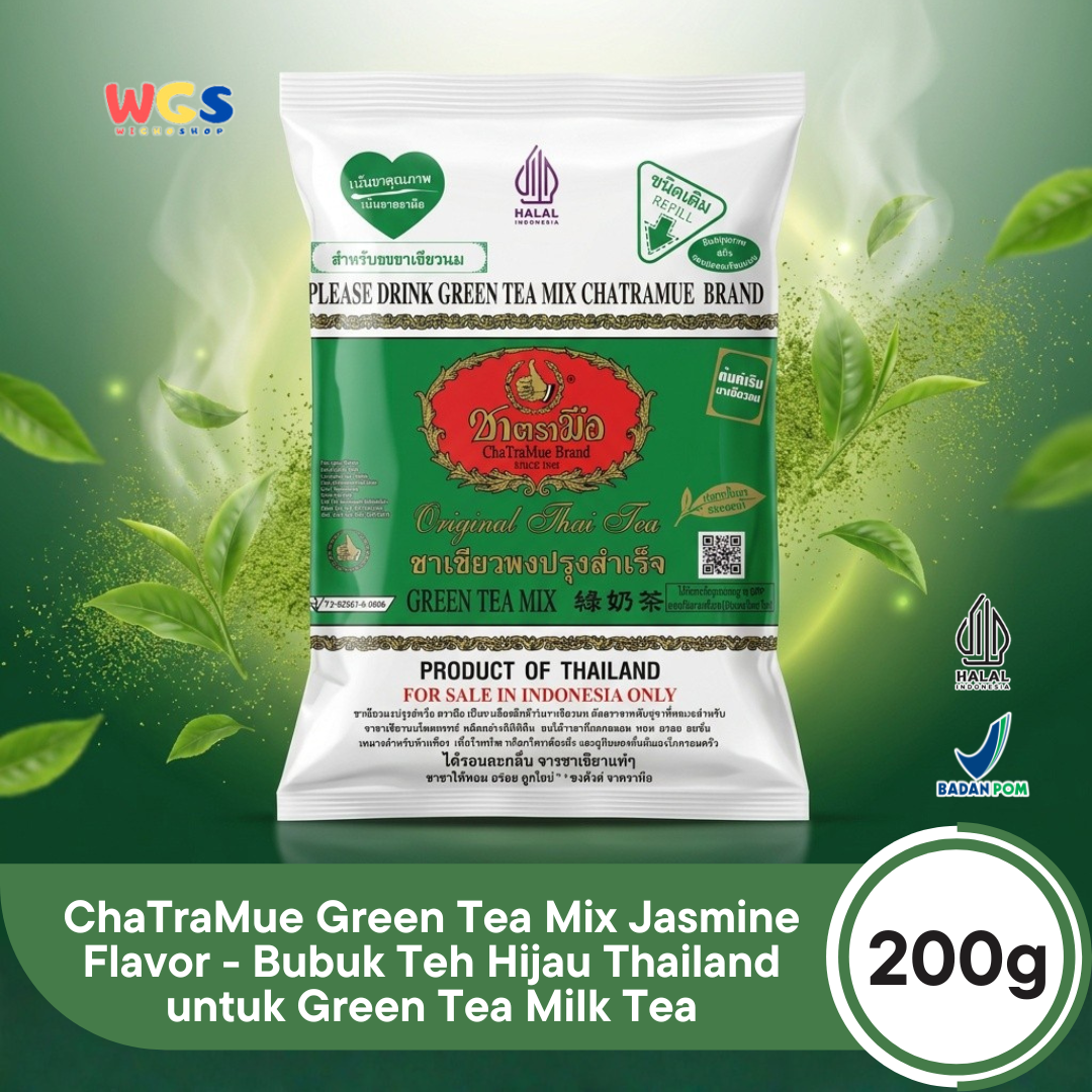 ChaTraMue Green Tea Mix Jasmine Flavor 200g - Bubuk Teh Hijau Thailand untuk Green Tea Milk Tea