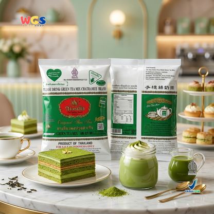 ChaTraMue Green Tea Mix Jasmine Flavor 200g - Bubuk Teh Hijau Thailand untuk Green Tea Milk Tea