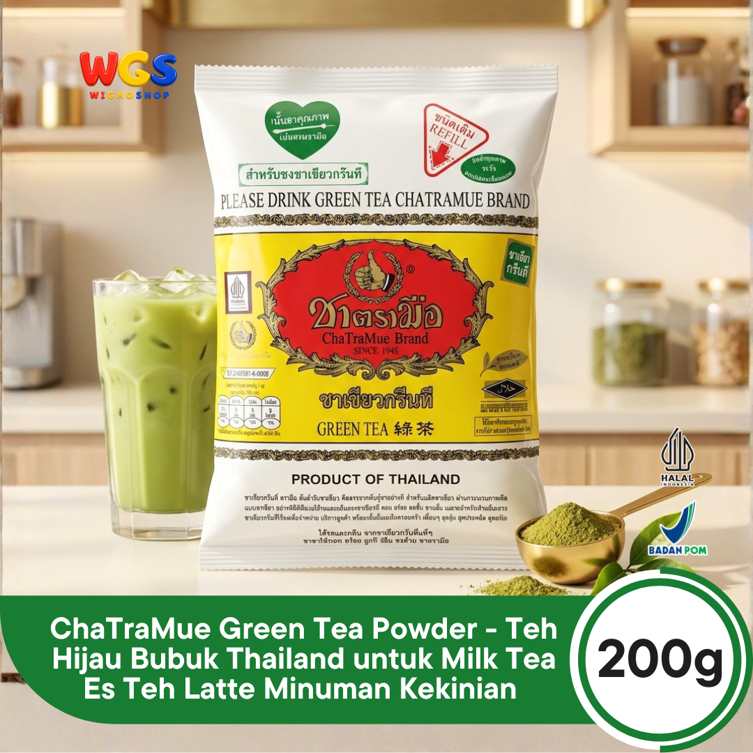 ChaTraMue Green Tea Powder 200g - Teh Hijau Bubuk Thailand untuk Milk Tea Es Teh Latte Minuman Kekinian