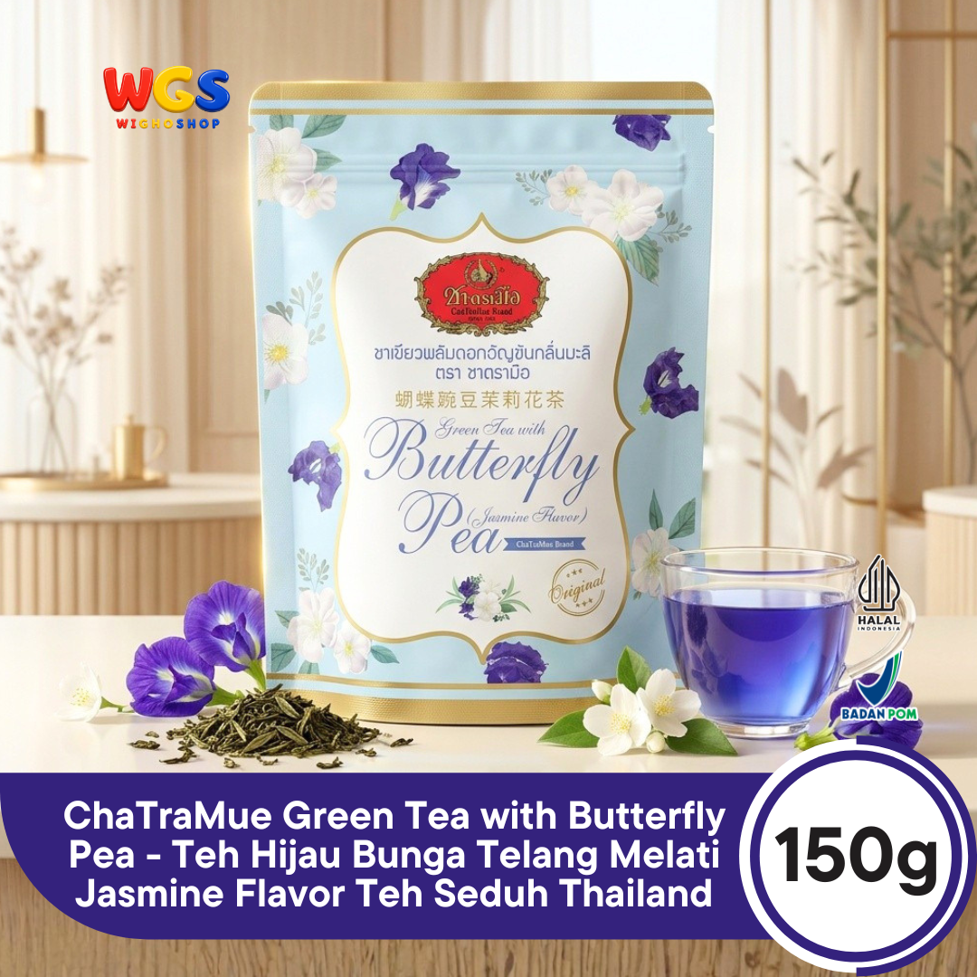ChaTraMue Green Tea with Butterfly Pea 150g - Teh Hijau Bunga Telang Melati Jasmine Flavor Teh Seduh Thailand