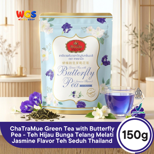 ChaTraMue Green Tea with Butterfly Pea 150g - Teh Hijau Bunga Telang Melati Jasmine Flavor Teh Seduh Thailand