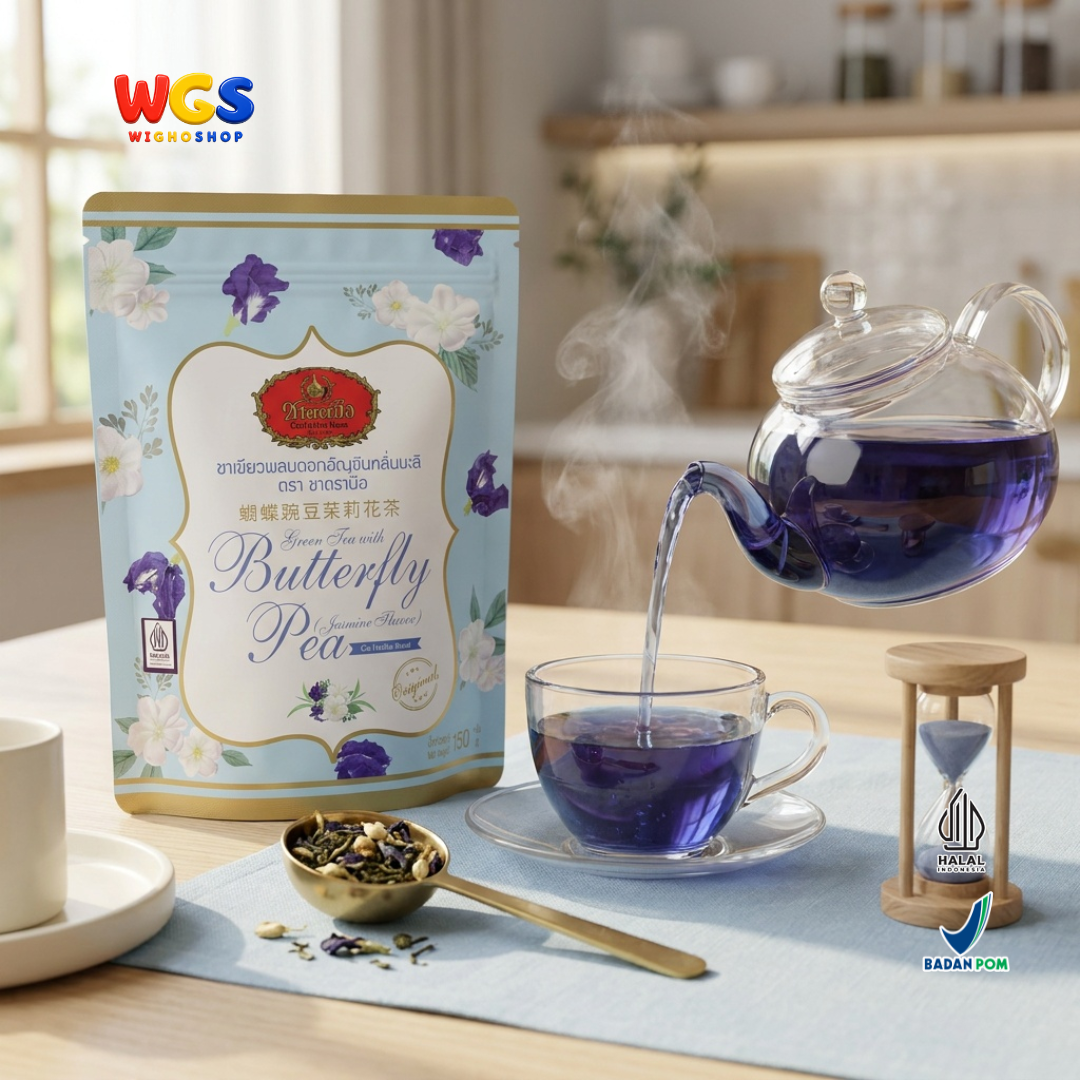 ChaTraMue Green Tea with Butterfly Pea 150g - Teh Hijau Bunga Telang Melati Jasmine Flavor Teh Seduh Thailand