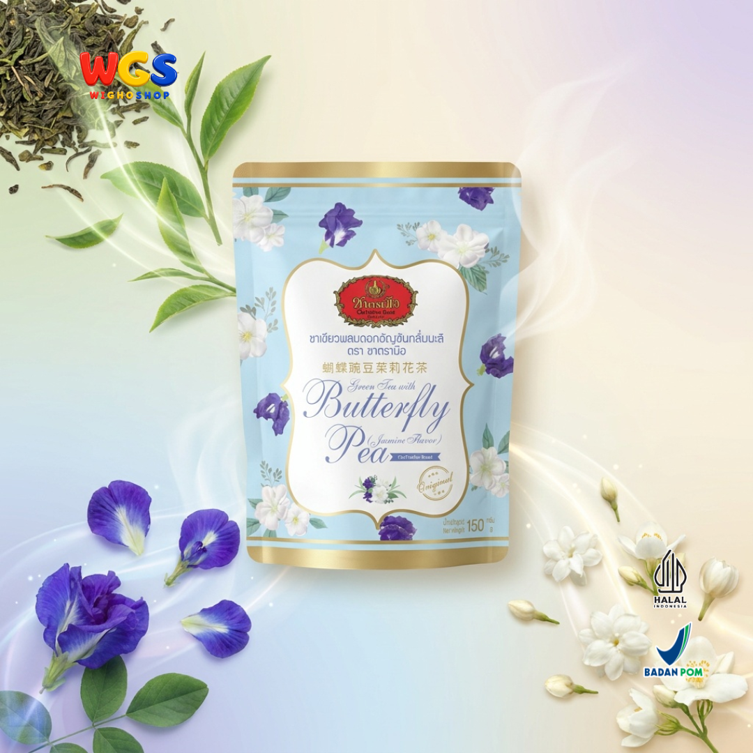 ChaTraMue Green Tea with Butterfly Pea 150g - Teh Hijau Bunga Telang Melati Jasmine Flavor Teh Seduh Thailand