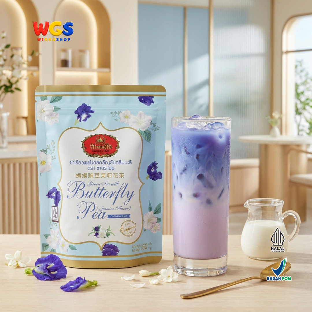 ChaTraMue Green Tea with Butterfly Pea 150g - Teh Hijau Bunga Telang Melati Jasmine Flavor Teh Seduh Thailand