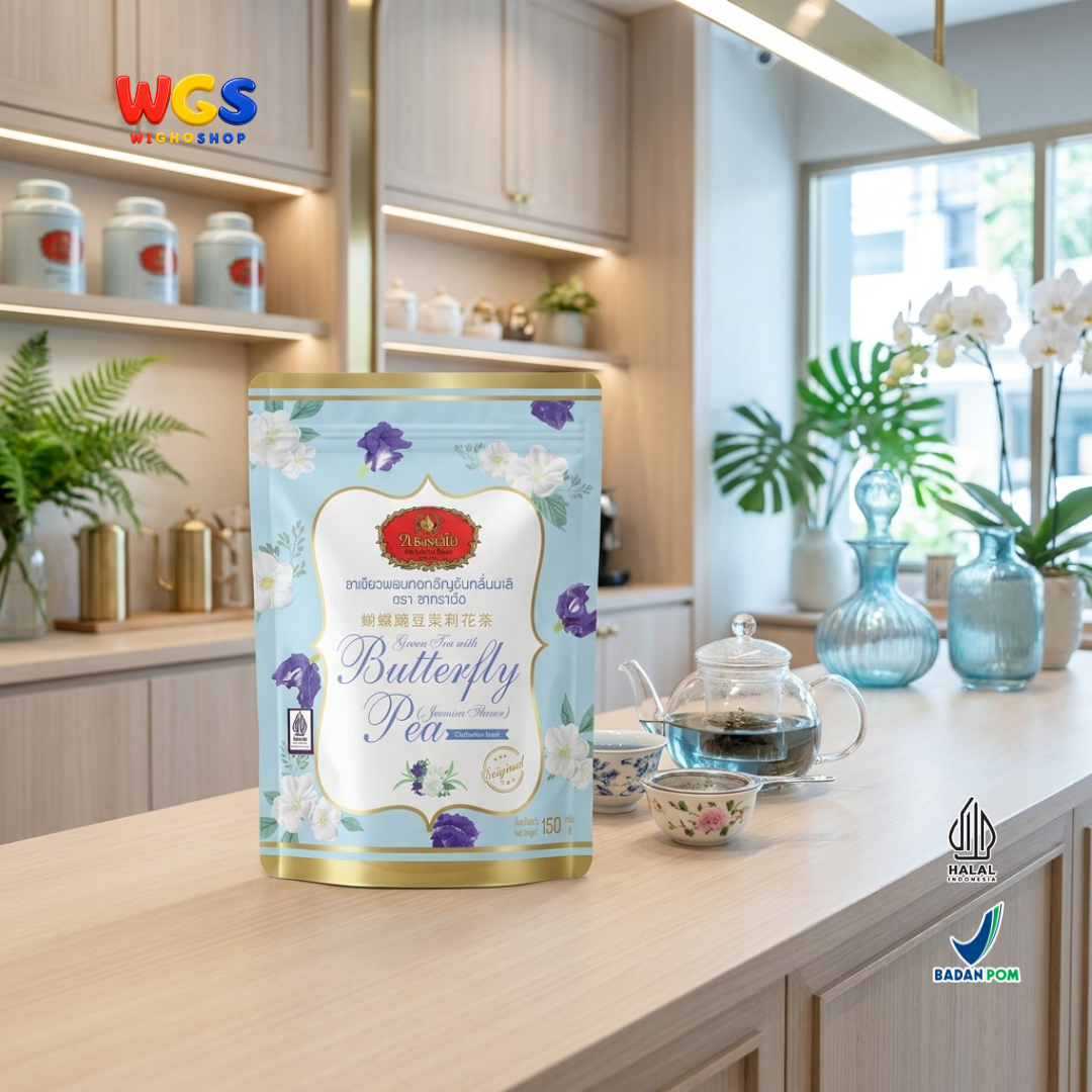 ChaTraMue Green Tea with Butterfly Pea 150g - Teh Hijau Bunga Telang Melati Jasmine Flavor Teh Seduh Thailand