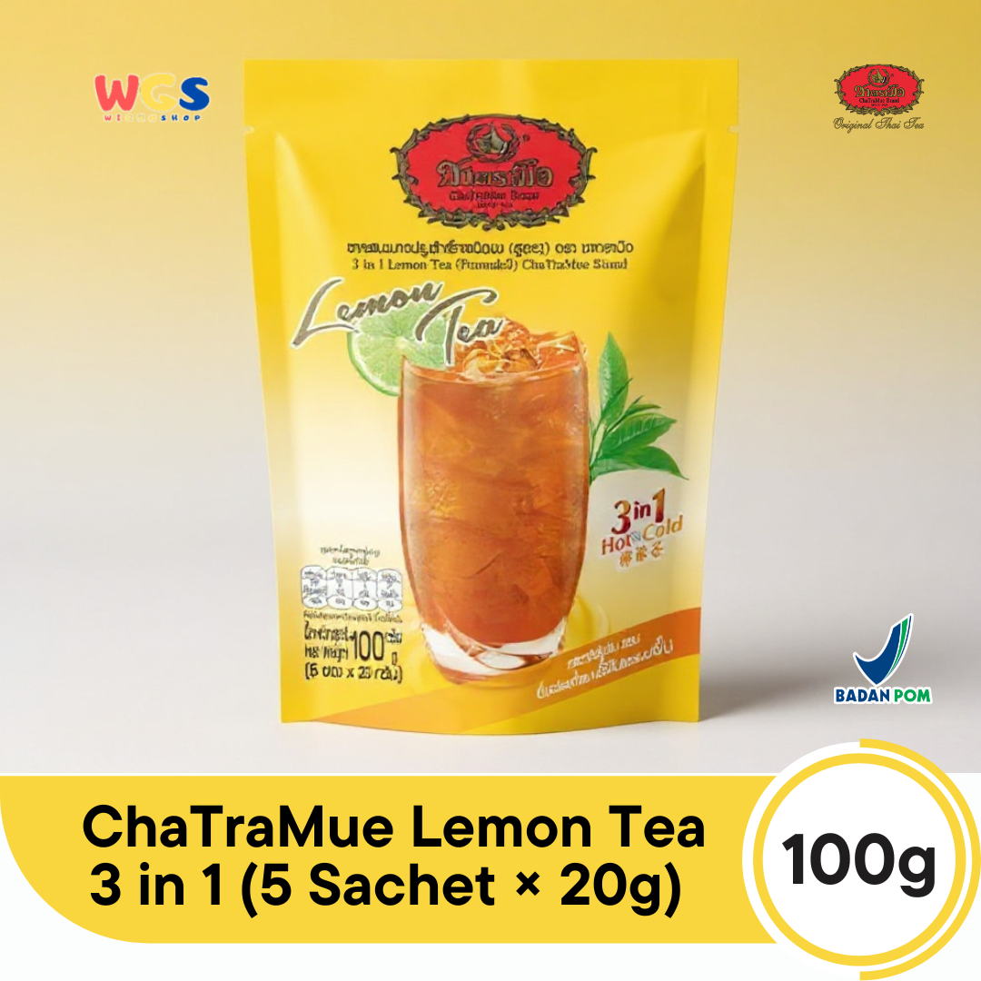 ChaTraMue Lemon Tea 3 in 1 (5 Sachets × 20g) 100g | Ready-to-Brew Thai Lemon Tea Hot &amp; Cold