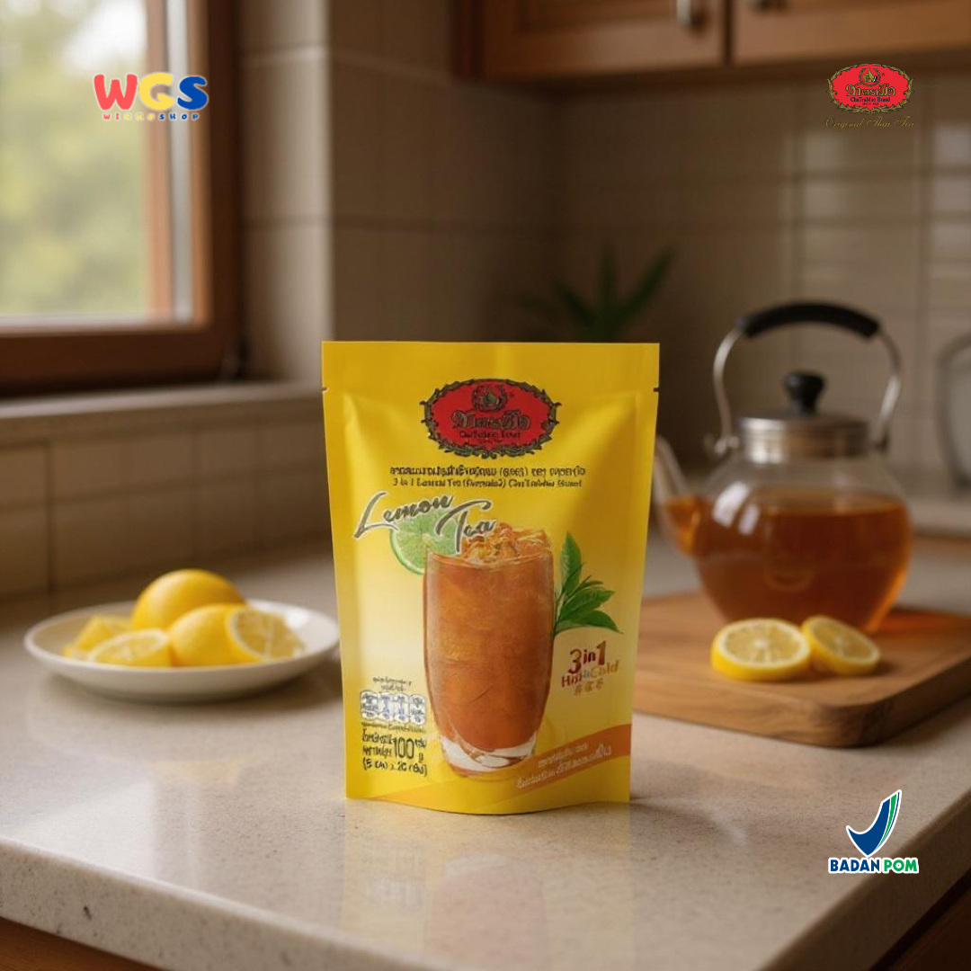 ChaTraMue Lemon Tea 3 in 1 (5 Sachets × 20g) 100g | Ready-to-Brew Thai Lemon Tea Hot &amp; Cold