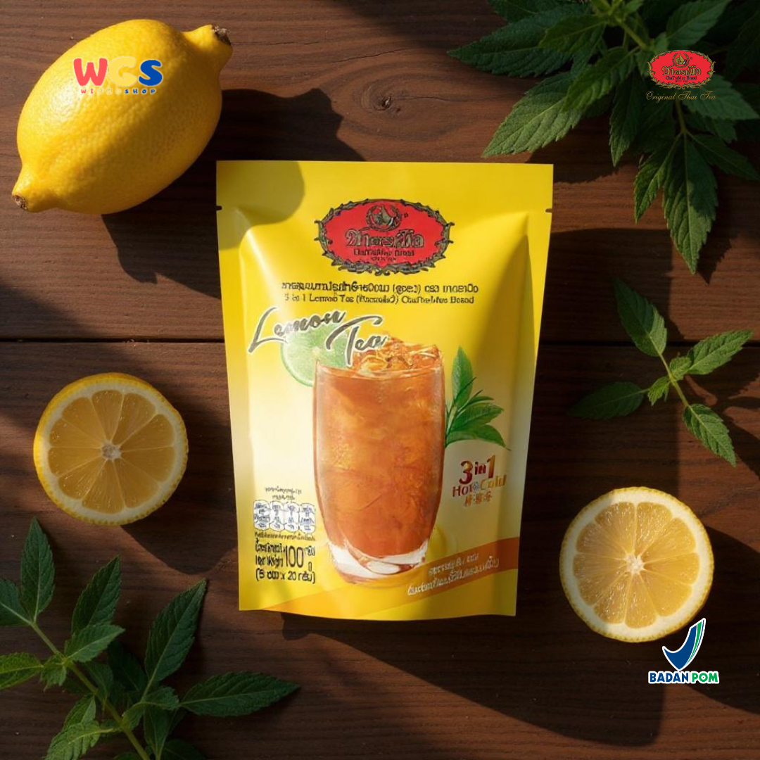 ChaTraMue Lemon Tea 3 in 1 (5 Sachets × 20g) 100g | Ready-to-Brew Thai Lemon Tea Hot &amp; Cold