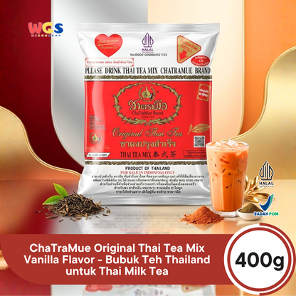 ChaTraMue Original Thai Tea Mix Vanilla Flavor 400g - Bubuk Teh Thailand untuk Thai Milk Tea