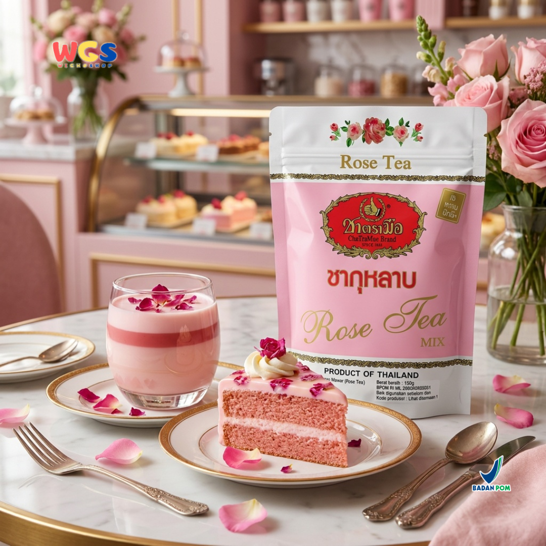 ChaTraMue Rose Tea Mix 150g - Teh Mawar Thailand untuk Rose Milk Tea, Es Teh & Minuman Cafe