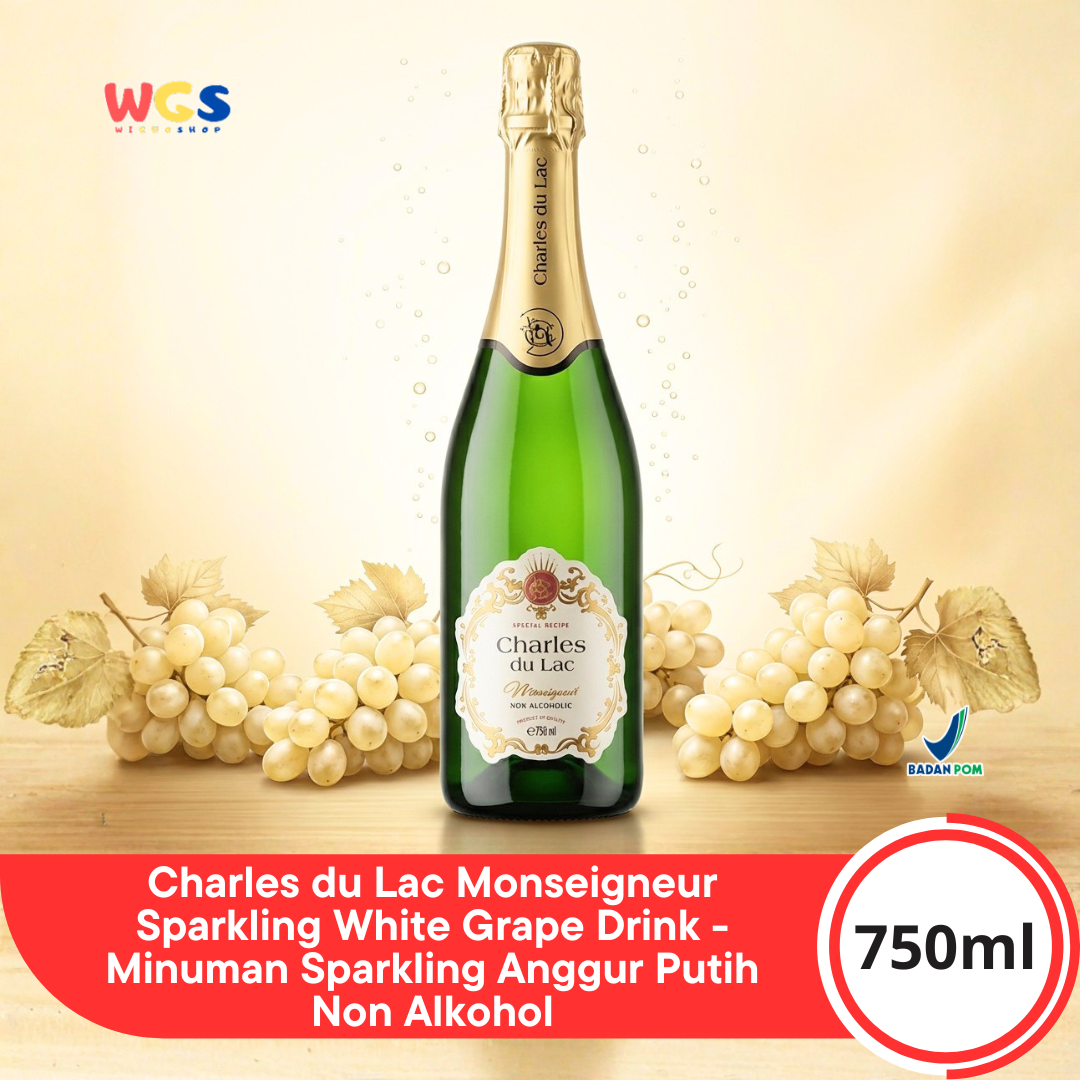 Charles du Lac Monseigneur Sparkling White Grape Drink 750ml - Minuman Sparkling Anggur Putih Non Alkohol