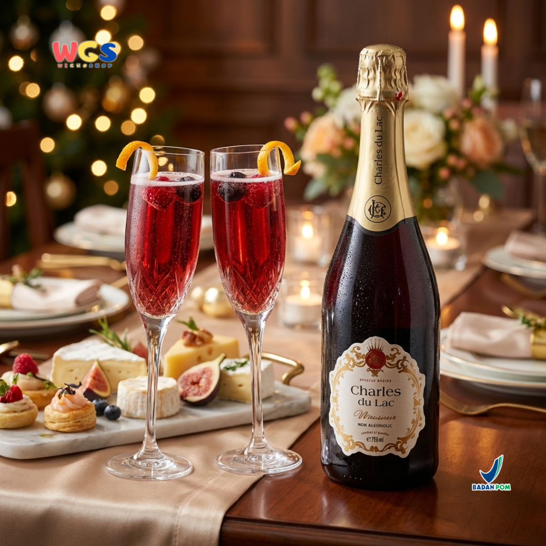 Charles du Lac Monseigneur Sparkling Red Grape Drink 750ml - Minuman Sparkling Anggur Merah Non Alkohol