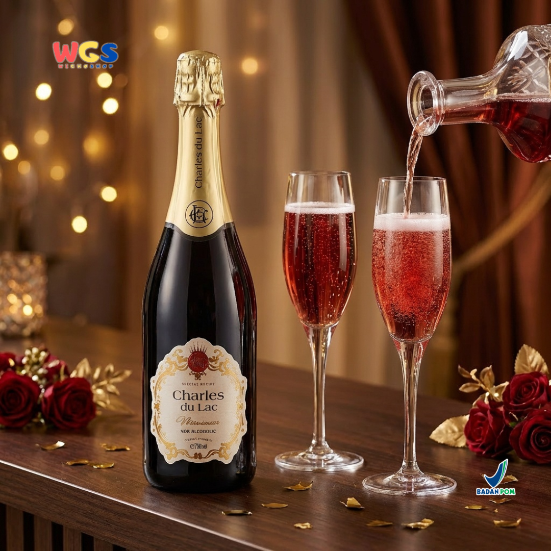 Charles du Lac Monseigneur Sparkling Red Grape Drink 750ml - Minuman Sparkling Anggur Merah Non Alkohol