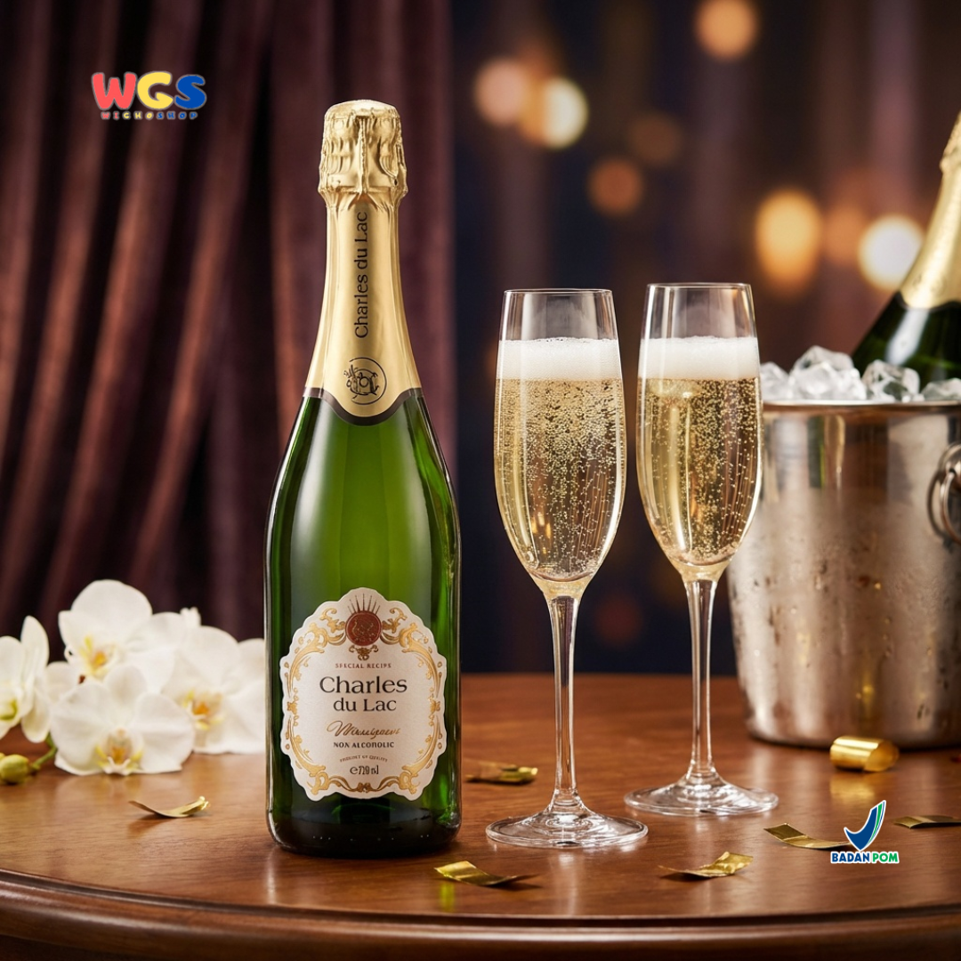 Charles du Lac Monseigneur Sparkling White Grape Drink 750ml - Minuman Sparkling Anggur Putih Non Alkohol