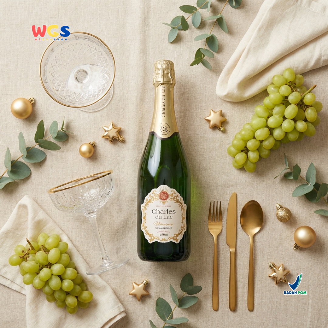 Charles du Lac Monseigneur Sparkling White Grape Drink 750ml - Minuman Sparkling Anggur Putih Non Alkohol