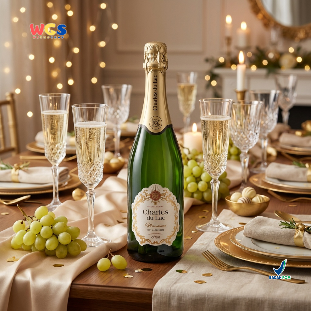 Charles du Lac Monseigneur Sparkling White Grape Drink 750ml - Minuman Sparkling Anggur Putih Non Alkohol
