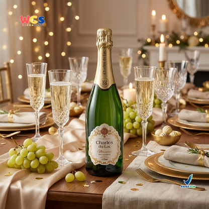 Charles du Lac Monseigneur Sparkling White Grape Drink 750ml - Minuman Sparkling Anggur Putih Non Alkohol
