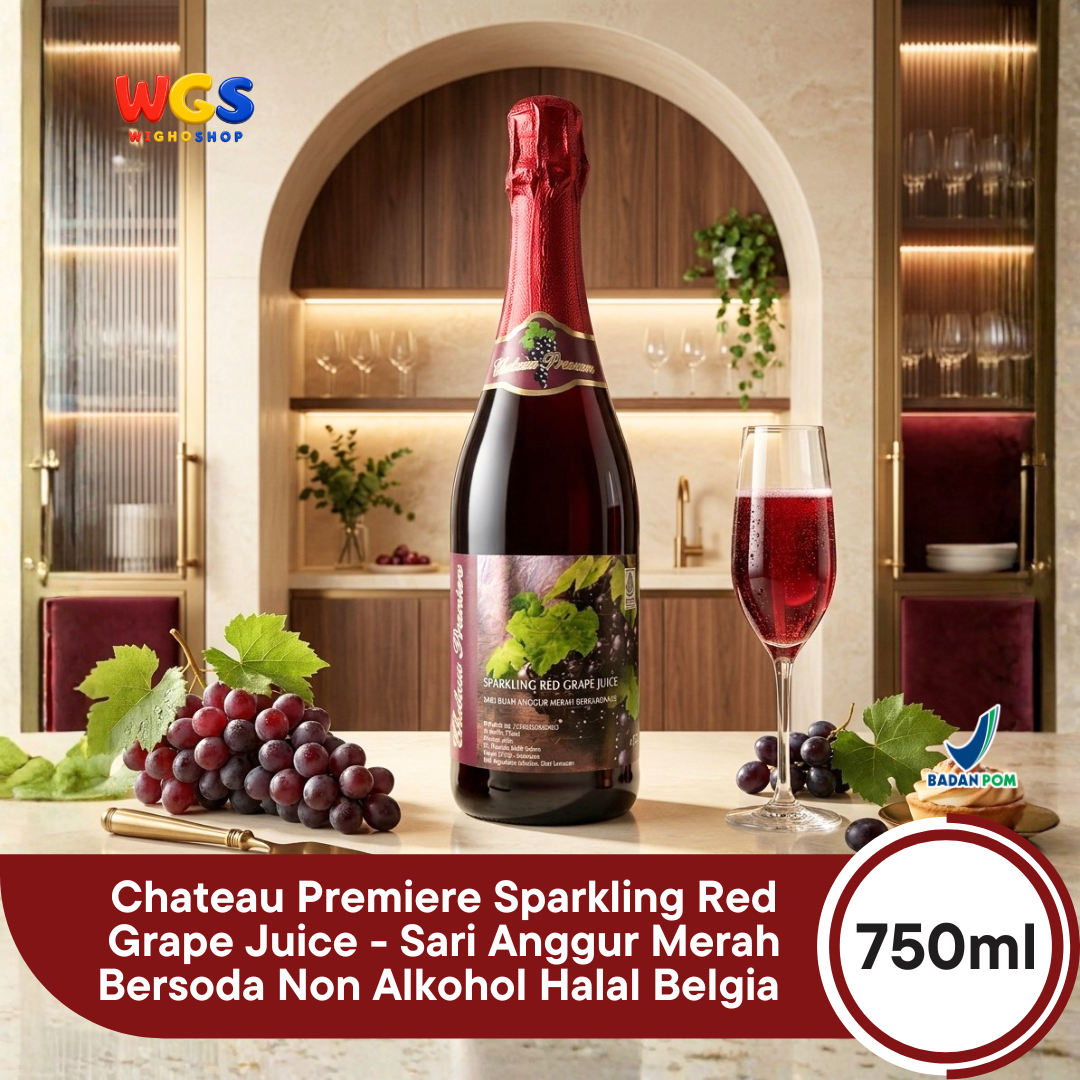 Chateau Premiere Sparkling Red Grape Juice 750ml - Sari Anggur Merah Bersoda Non Alkohol Halal Belgia