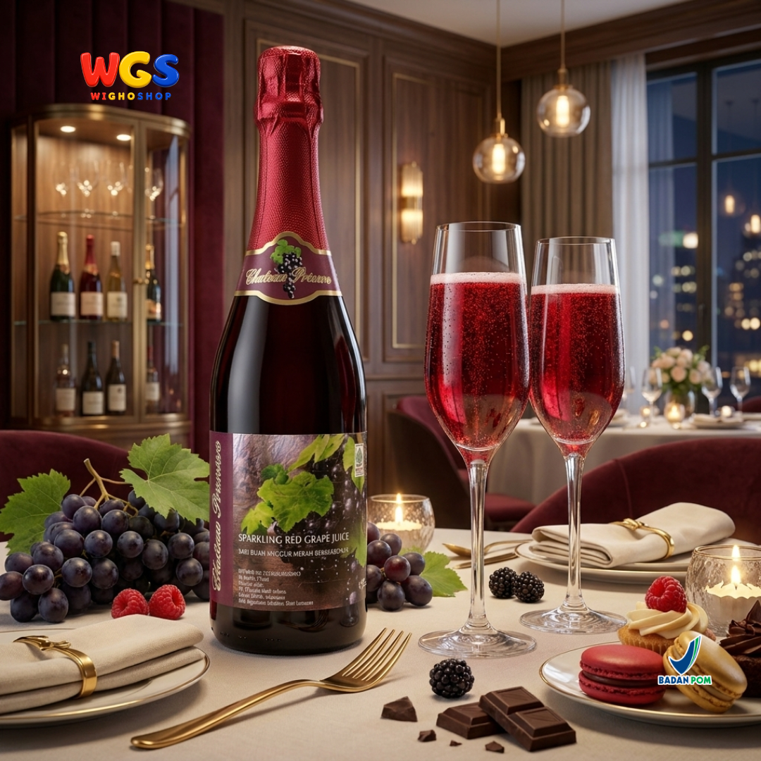 Chateau Premiere Sparkling Red Grape Juice 750ml - Sari Anggur Merah Bersoda Non Alkohol Halal Belgia