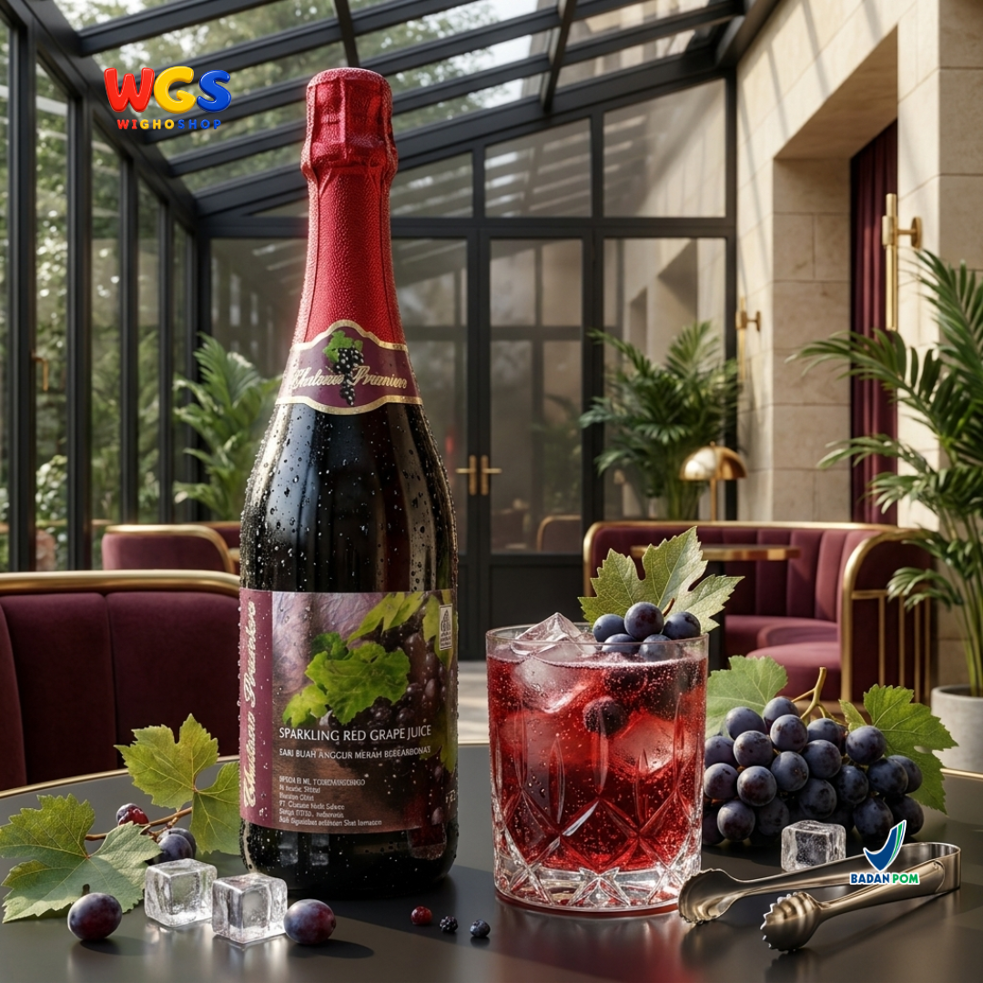 Chateau Premiere Sparkling Red Grape Juice 750ml - Sari Anggur Merah Bersoda Non Alkohol Halal Belgia