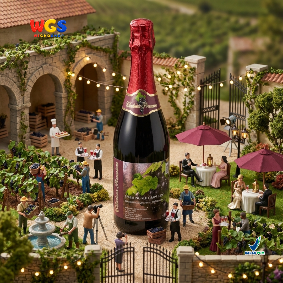 Chateau Premiere Sparkling Red Grape Juice 750ml - Sari Anggur Merah Bersoda Non Alkohol Halal Belgia