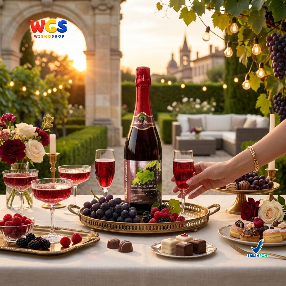 Chateau Premiere Sparkling Red Grape Juice 750ml - Sari Anggur Merah Bersoda Non Alkohol Halal Belgia