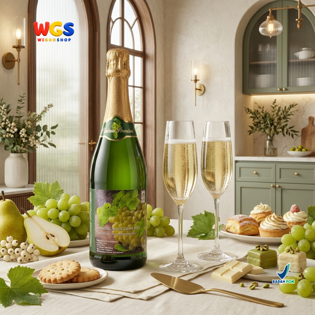Chateau Premiere Sparkling White Grape Juice 750ml - Sari Anggur Putih Bersoda Non Alkohol Halal Belgia