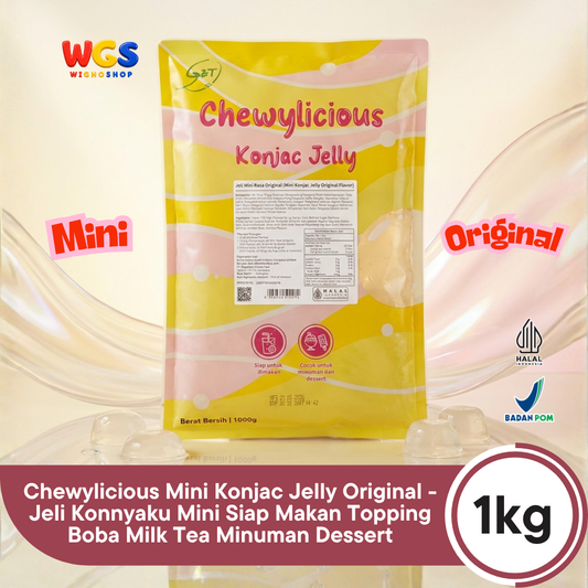 Chewylicious Mini Konjac Jelly Original 1kg - Jeli Konnyaku Mini Siap Makan Topping Boba Milk Tea Minuman Dessert