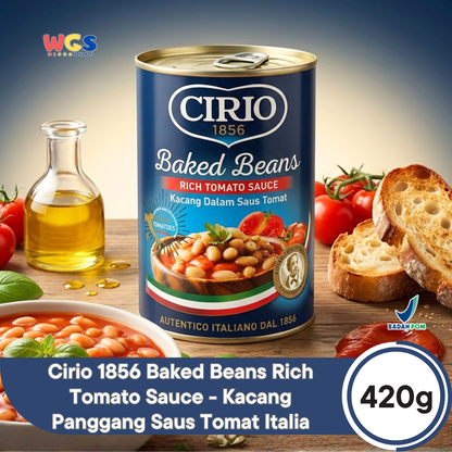 Cirio 1856 Baked Beans Rich Tomato Sauce 420g - Kacang Panggang Saus Tomat Italia