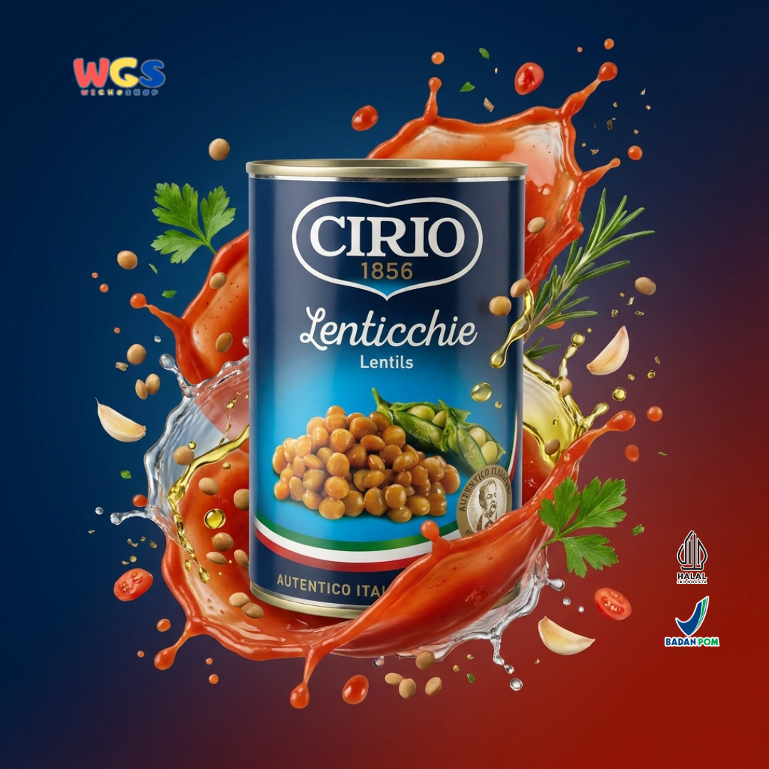 Cirio 1856 Lenticchie Lentils 410g - Kacang Lentil Italia dalam Jus Tomat untuk Sup dan Salad